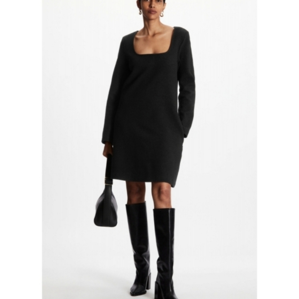 Cos Wool Blend Square Neckline Dress